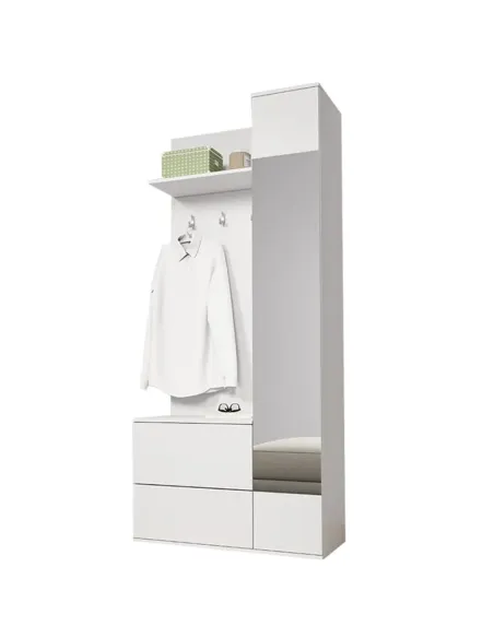 Ansamblu hol GADIS, alb, living/hol, 90 x 195 x 34 cm, PAL melaminat | MobilaOK