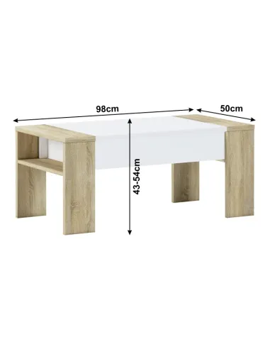 Măsuță de cafea PULA, living, 98x50x43/54 cm, PAL melaminat | MobilaOK