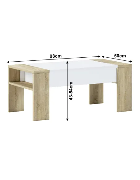 Măsuță de cafea PULA, living, 98x50x43/54 cm, PAL melaminat | MobilaOK