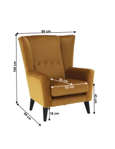 Fotoliu RODEZA, Living/Birou, 80x104x84 cm, Textil si Lemn | MobilaOK 2