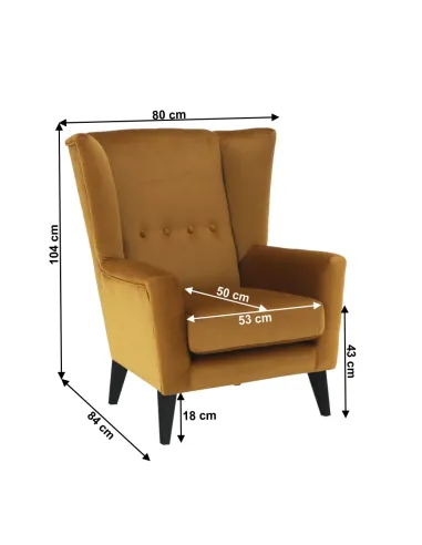 Fotoliu RODEZA, Living/Birou, 80x104x84 cm, Textil si Lemn | MobilaOK