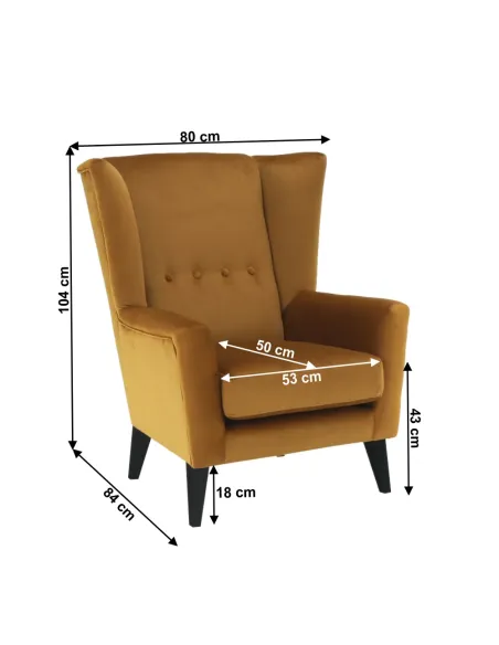 Fotoliu RODEZA, Living/Birou, 80x104x84 cm, Textil si Lemn | MobilaOK
