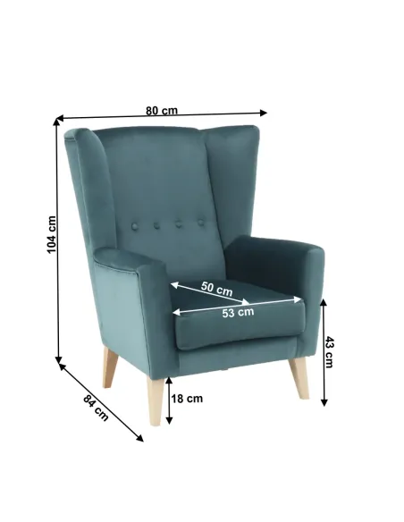 Fotoliu RODEZA, living/dormitor/birou, 80x104x84 cm, Textil + Lemn | MobilaOK