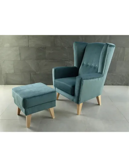 Fotoliu RODEZA, living/dormitor/birou, 80x104x84 cm, Textil + Lemn | MobilaOK