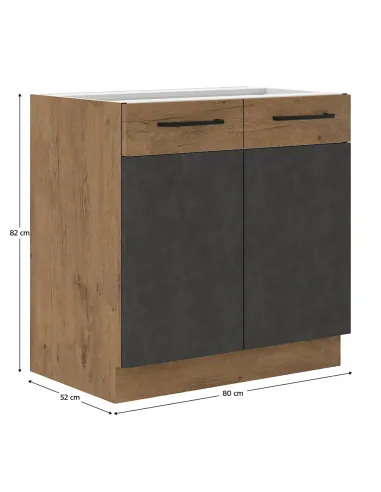 Dulap baie, VEGA 80 ZL 2F BB, baie, 80x82x52 cm, PAL melaminat | MobilaOK