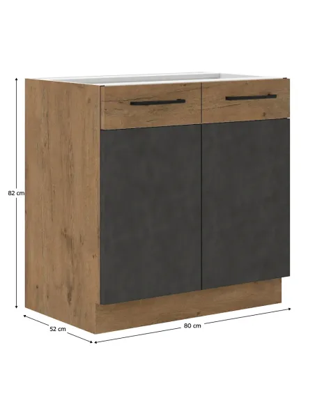 Dulap baie, VEGA 80 ZL 2F BB, baie, 80x82x52 cm, PAL melaminat | MobilaOK