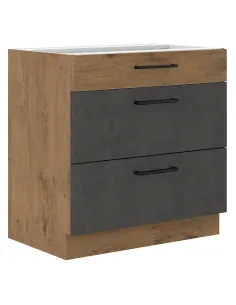 Dulap inferior VEGA 80 D 3S BB, bucatarie, 80x82x52 cm, PAL melaminat | MobilaOK