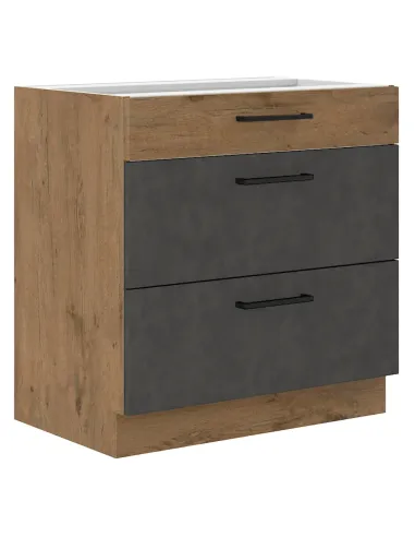 Dulap inferior VEGA 80 D 3S BB, bucatarie, 80x82x52 cm, PAL melaminat | MobilaOK