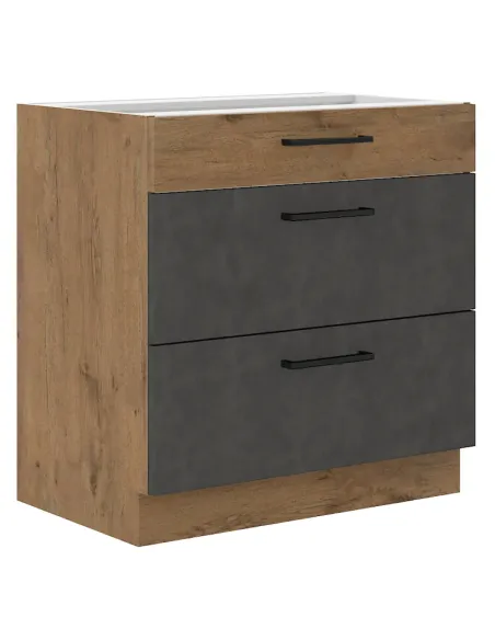 Dulap inferior VEGA 80 D 3S BB, bucatarie, 80x82x52 cm, PAL melaminat | MobilaOK