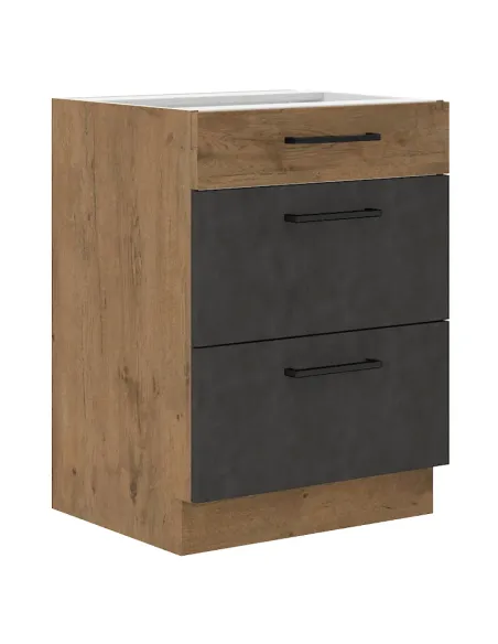Dulap inferior VEGA 60 D 3S BB, bucătărie, 60x82x52 cm, PAL melaminat | MobilaOK