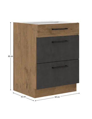 Dulap inferior VEGA 60 D 3S BB, bucătărie, 60x82x52 cm, PAL melaminat | MobilaOK