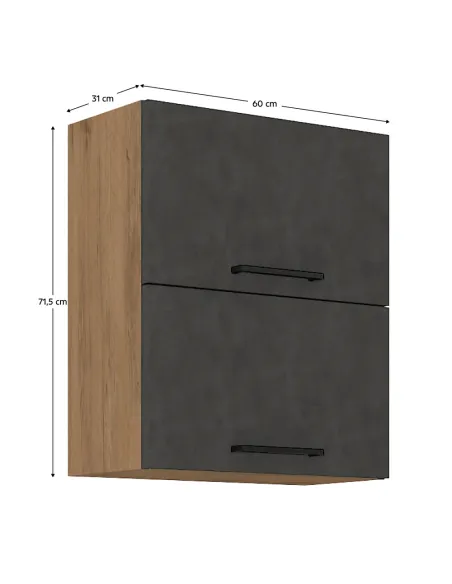 Dulap superior, stejar lancelot/gri mat, VEGA 60 GU-72 2F | MobilaOK