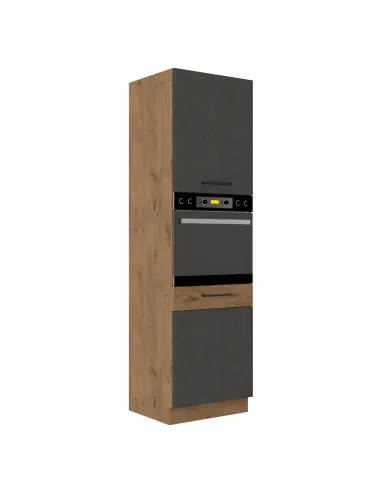 Dulap VEGA, hol/dormitor, 60x210x57 cm, PAL melaminat stejar lancelot/gri mat | MobilaOK