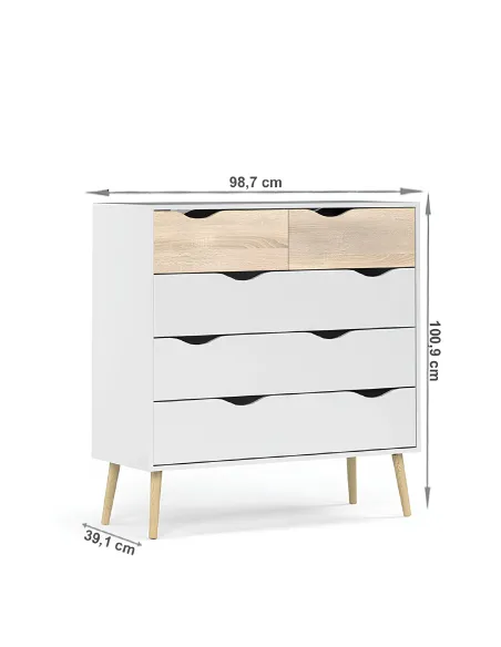 Comodă OSLO 75456 pentru dormitor/hol, 98.7x39.1x100.9 cm, PAL melaminat | MobilaOK