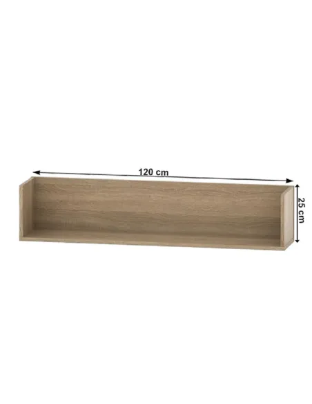Raft de perete, TEMPO ASISTENT NEW, living/dormitor/birou, 120 x 25 x 25 cm, PAL melaminat | MobilaOK