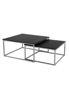 Set de 2 Măsuțe de Cafea, AMIAS, living, 75x75x37 & 65x65x32 cm, MDF și metal | MobilaOK