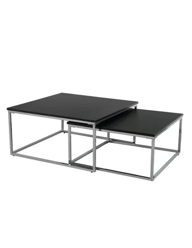 Set de 2 Măsuțe de Cafea, AMIAS, living, 75x75x37 & 65x65x32 cm, MDF și metal | MobilaOK