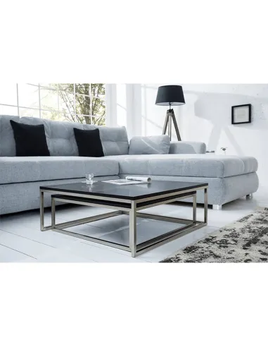 Set de 2 Măsuțe de Cafea, AMIAS, living, 75x75x37 & 65x65x32 cm, MDF și metal | MobilaOK