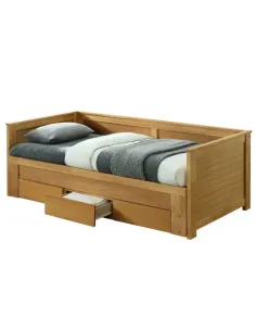 Pat extensibil, GORETA, dormitor, 209x103x72 cm (extensibil 180x200 cm), Lemn masiv și MDF stejar | MobilaOK