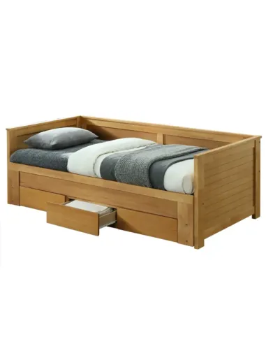 Pat extensibil, GORETA, dormitor, 209x103x72 cm (extensibil 180x200 cm), Lemn masiv și MDF stejar | MobilaOK