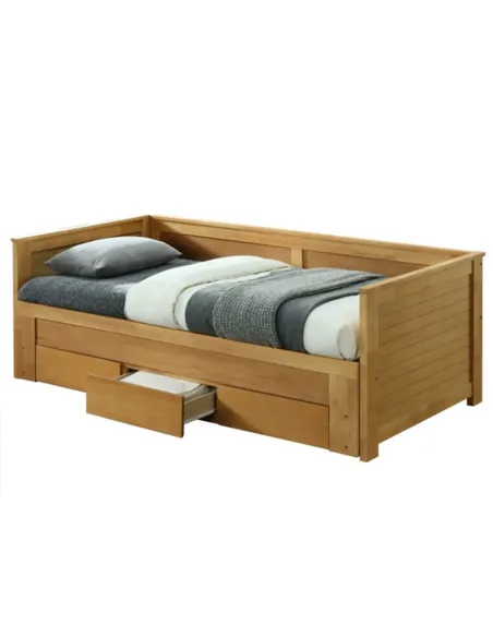 Pat extensibil, GORETA, dormitor, 209x103x72 cm (extensibil 180x200 cm), Lemn masiv și MDF stejar | MobilaOK