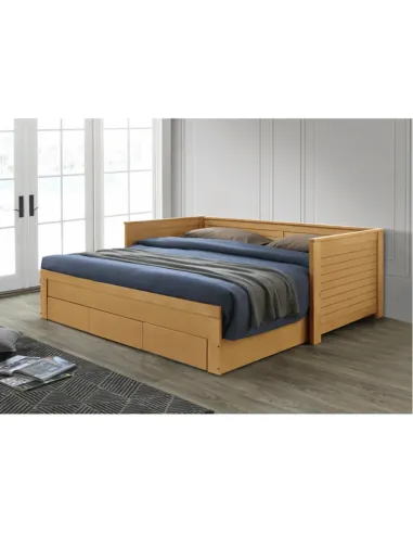 Pat extensibil, GORETA, dormitor, 209x103x72 cm (extensibil 180x200 cm), Lemn masiv și MDF stejar | MobilaOK