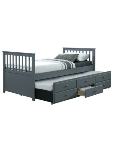 Pat cu Pat Suplimentar AUSTIN NEW, dormitor, 90x200 cm, Lemn masic si MDF, KONDELA | MobilaOK
