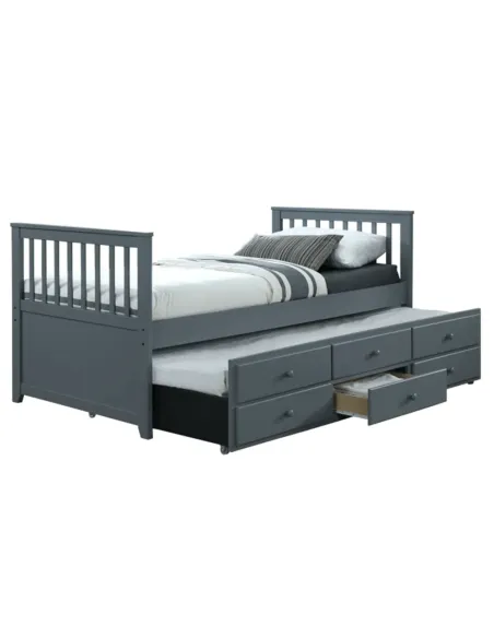 Pat cu Pat Suplimentar AUSTIN NEW, dormitor, 90x200 cm, Lemn masic si MDF, KONDELA | MobilaOK