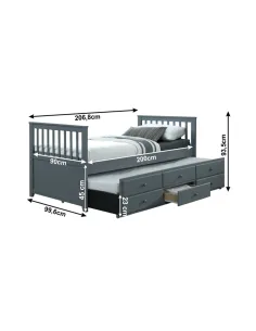 Pat cu Pat Suplimentar AUSTIN NEW, dormitor, 90x200 cm, Lemn masic si MDF, KONDELA | MobilaOK 2