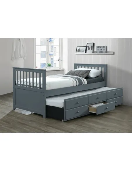 Pat cu Pat Suplimentar AUSTIN NEW, dormitor, 90x200 cm, Lemn masic si MDF, KONDELA | MobilaOK
