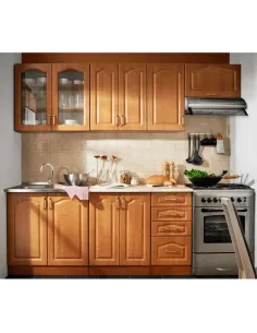 Ansamblu Bucătărie LORA, arin, 240x73.5cm & 180x82cm, MDF & PAL melaminat | MobilaOK