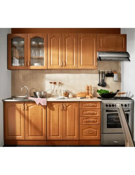 Ansamblu Bucătărie LORA, arin, 240x73.5cm & 180x82cm, MDF & PAL melaminat | MobilaOK