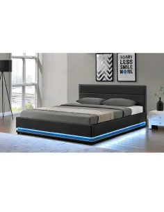 Pat, BIRGET NEW, dormitor, 160x200, PAL melaminat și Piele ecologică | MobilaOK 2