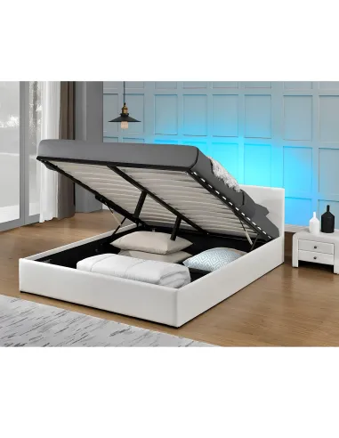 Pat matrimonial JADA NEW, dormitor, 160x200, PAL melaminat și piele ecologică | MobilaOK