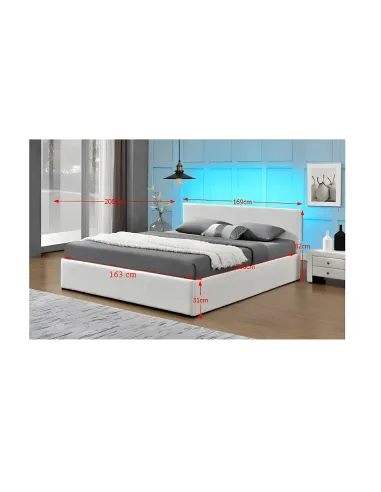 Pat matrimonial JADA NEW, dormitor, 160x200, PAL melaminat și piele ecologică | MobilaOK