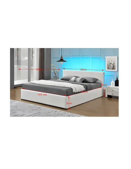 Pat matrimonial JADA NEW, dormitor, 160x200, PAL melaminat și piele ecologică | MobilaOK