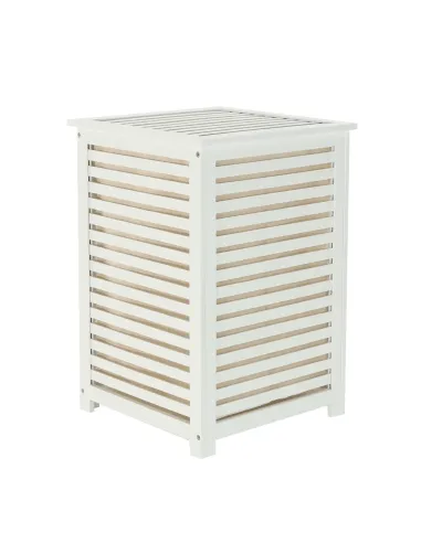 Coș de rufe BASKET, pentru baie/dormitor, 40x40x58 cm, Bambus și textil | MobilaOK