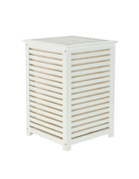 Coș de rufe BASKET, pentru baie/dormitor, 40x40x58 cm, Bambus și textil | MobilaOK
