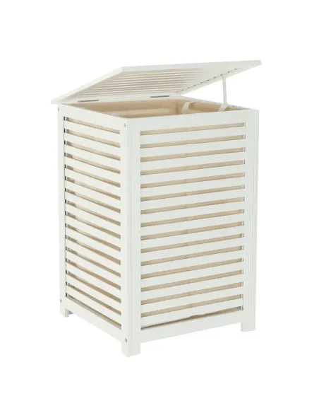 Coș de rufe BASKET, pentru baie/dormitor, 40x40x58 cm, Bambus și textil | MobilaOK
