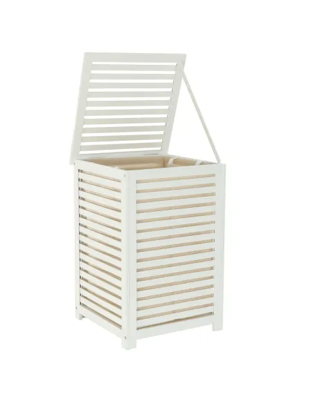 Coș de rufe BASKET, pentru baie/dormitor, 40x40x58 cm, Bambus și textil | MobilaOK