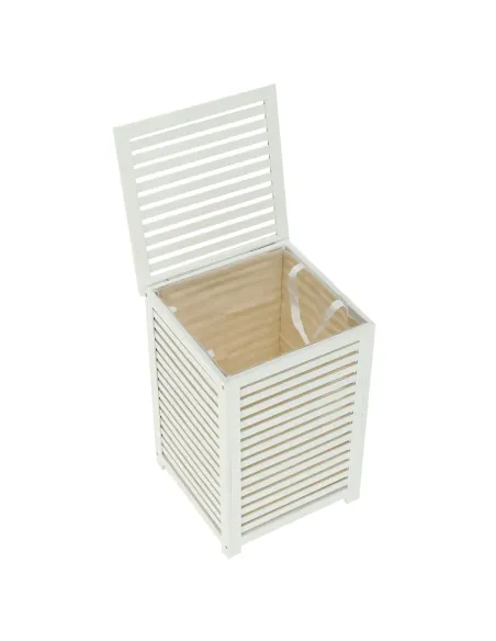 Coș de rufe BASKET, pentru baie/dormitor, 40x40x58 cm, Bambus și textil | MobilaOK