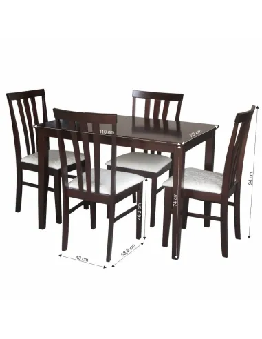 Set Dining LESLIE NEW, sufragerie, 110x74x70 cm, PAL wenge si textil crem | MobilaOK