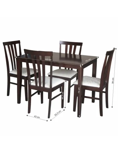 Set Dining LESLIE NEW, sufragerie, 110x74x70 cm, PAL wenge si textil crem | MobilaOK