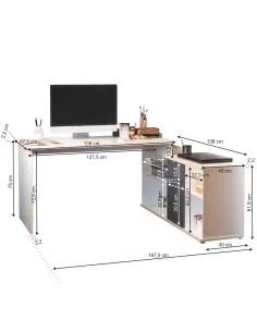 Masă PC de colț, DALTON 2 NEW, birou, 167.5x75x67.5 cm, PAL melaminat | MobilaOK 2