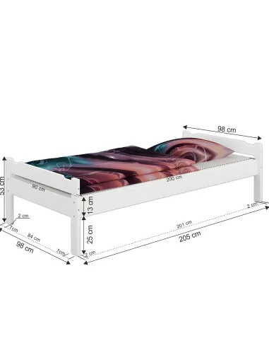 Pat LIVIO dormitor 90x200 lemn masiv de pin | MobilaOK