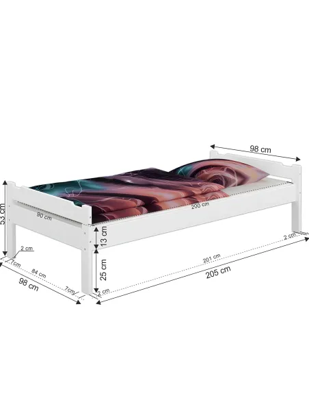Pat LIVIO dormitor 90x200 lemn masiv de pin | MobilaOK