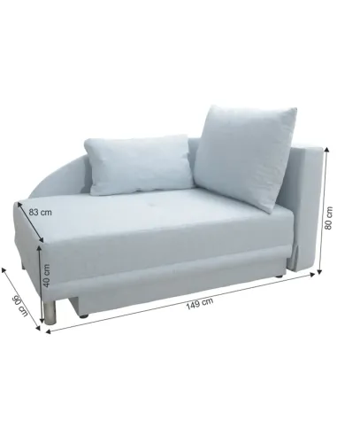 Canapea extensibilă LAUREL, living, 149x90x80 cm, textil albastru deschis | MobilaOK