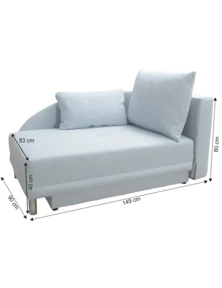 Canapea extensibilă LAUREL, living, 149x90x80 cm, textil albastru deschis | MobilaOK