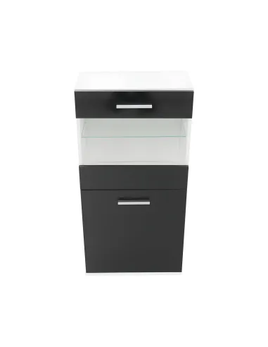Mobilier LEO, living, alb/extra strălucire neagră, PAL melaminat | MobilaOK