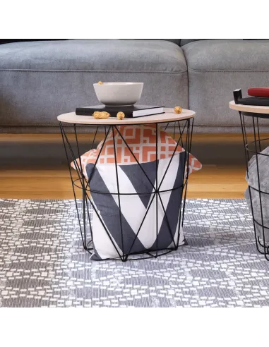 Măsuță auxiliară NANCER TYP 3 pentru living, 40x48x40 cm, PAL și metal | MobilaOK